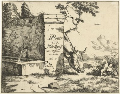 Grazing Cattle Behind a Wall (Cattle) by Marcus de Bye