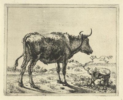 Bull Standing by Tree Stump (Cattle and Pigs) by Marcus de Bye