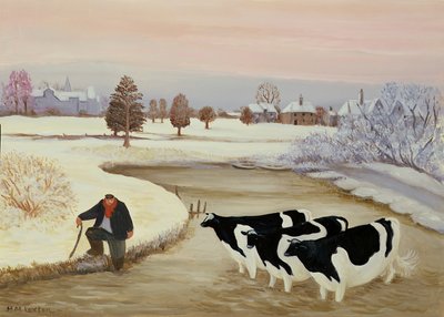 Cows in a Winter River by Margaret Loxton