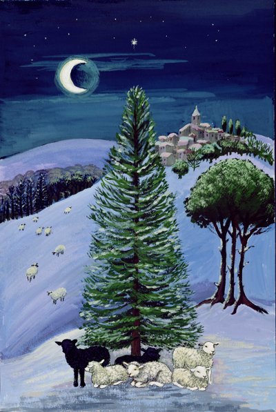 Sheep in a Winter Landscape by Margaret Loxton