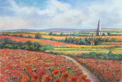 Cotswold poppy field, 2022 by Margo Starkey