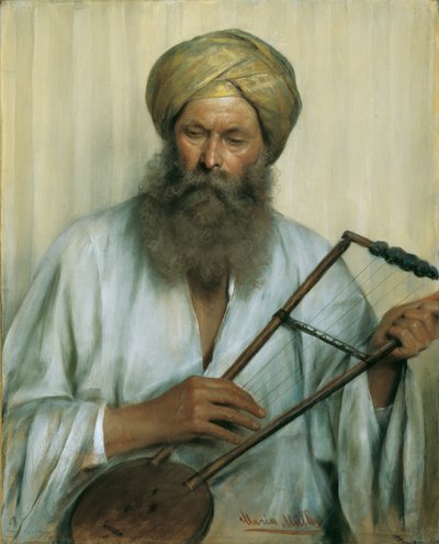 Oriental with White Kaftan and Yellow Turban by Marie Müller