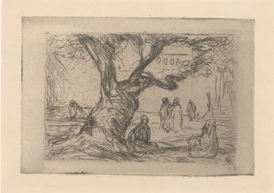 Figures Under a Tree by Marius Bauer