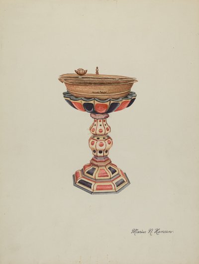 Baptismal Font & Stand, c. 1939 by Marius Hansen