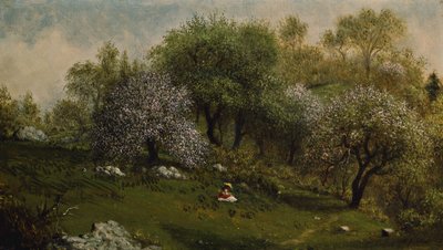 Girl on a Hillside, Apple Blossoms by Martin Johnson Heade