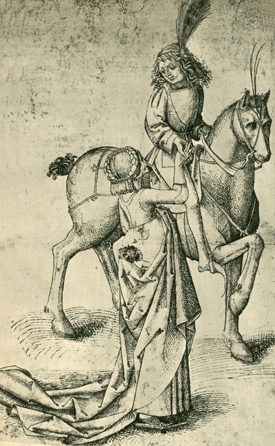 Rider and woman by Martin Schongauer