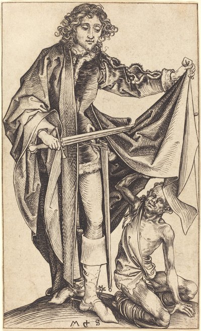 Saint Martin Dividing His Cloak by Martin Schongauer