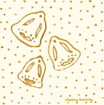 Golden Bells Abstract Composition by Martina Konitzky