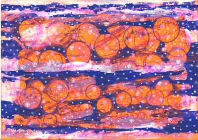 Tangerines in Winter Abstract by Martina Konitzky