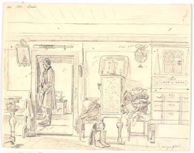 Peasant Cottage with Standing Man, Læsø by Martinus Rørbye