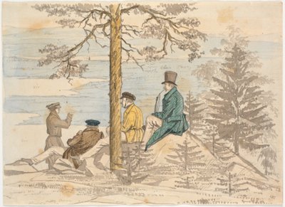 Four Men Viewing the Scenery from Holmekollen by Martinus Rørbye