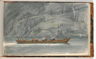 Fjord Landscape with Rowboat. Krøderen, Norway by Martinus Rørbye