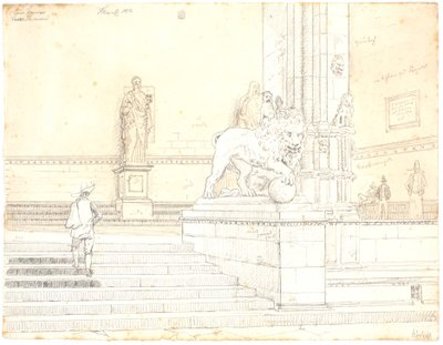 The Stairs to Loggia dei Lanzi, Florence by Martinus Rørbye
