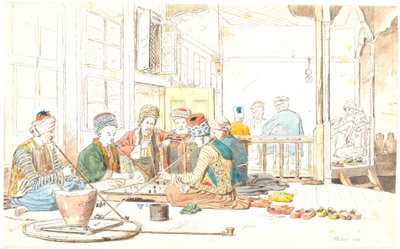 Turks Playing Board Games in a Café in Chalkis by Martinus Rørbye