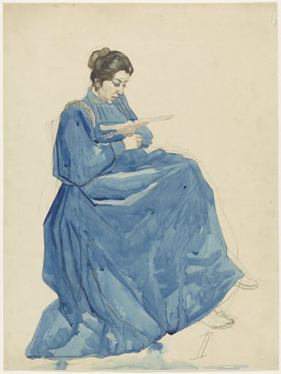 Seated Reading Woman by Martinus van Andringa