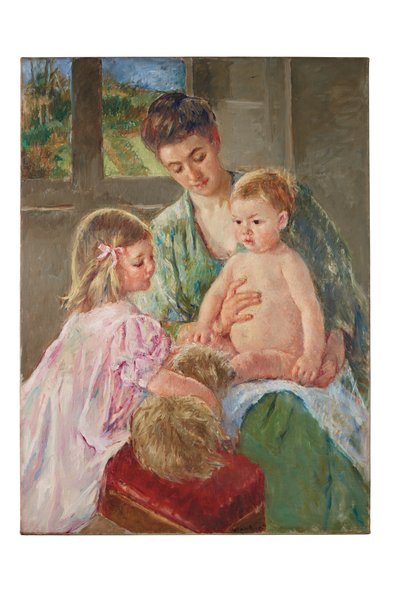 Children Playing with a Dog by Mary Cassatt