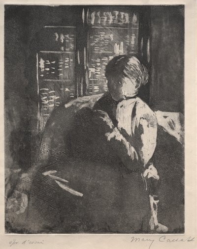 Knitting in the Library by Mary Cassatt
