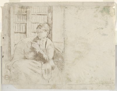 Knitting in the Library by Mary Cassatt
