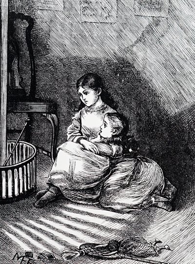 Children Seated by the Fireside by Mary Ellen Edwards