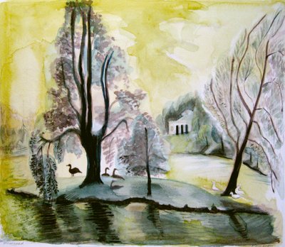 Stourhead, evening lake, 2006 by Mary Kuper