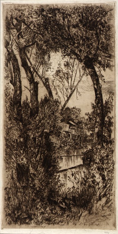 House by a Stream by Mary Nimmo Moran