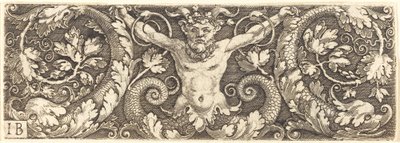 Ornament with Fantastic Satyr and Dolphins by Master IB