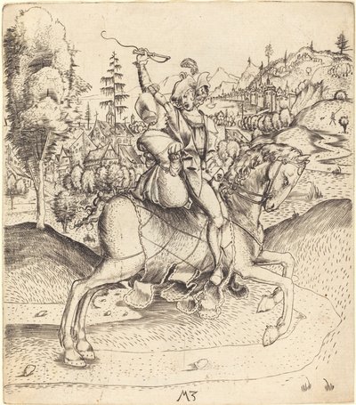 Knight and Lady on Horseback by Master MZ