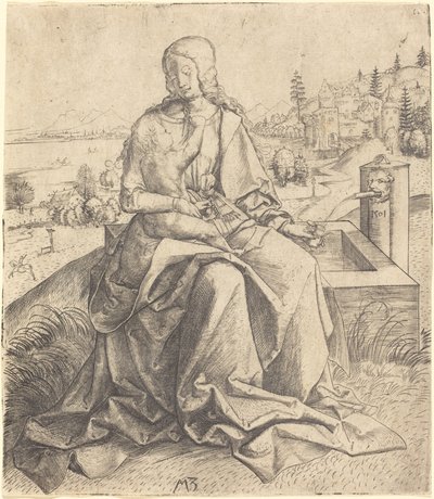 Madonna and Child at a Fountain by Master MZ