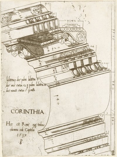 Entablature from the Temple of Vespasian, Rome by Master PS