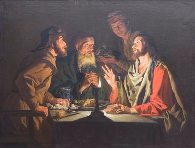 Supper at Emmaus by Matthias (c.1600 p.1650) Stomer