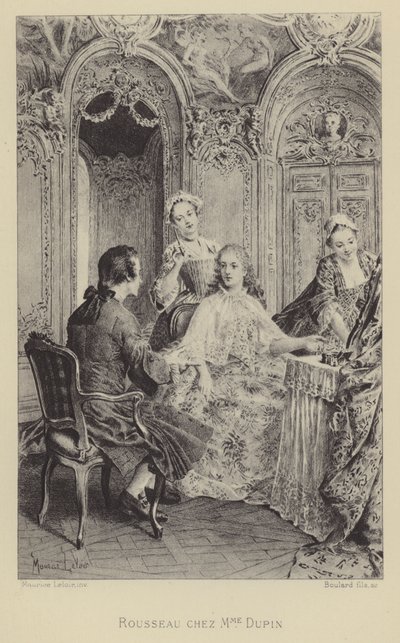 Rousseau visiting Madame Dupin by Maurice Leloir