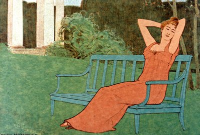 Woman in a garden by Maurice Realier Dumas