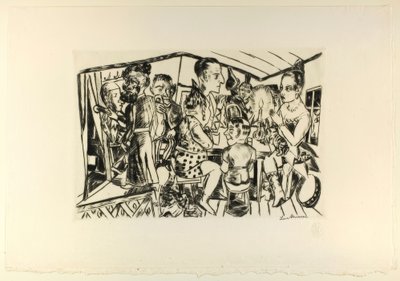 Behind the Scenes, plate three from Jahrmarkt by Max Beckmann