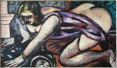 Half-Nude with Cat by Max Beckmann