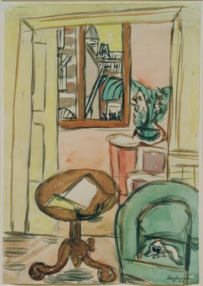 Interior with Round Table by Max Beckmann