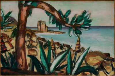 Seascape with Old Castle and Agaves by Max Beckmann