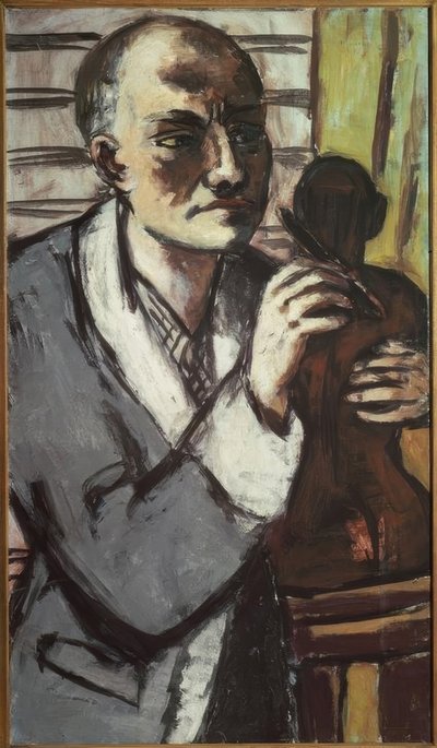 Self-Portrait with Gray Dressing Gown by Max Beckmann