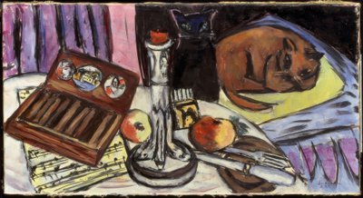 Still Life with Silver Candlestick (Still Life with Cats) by Max Beckmann