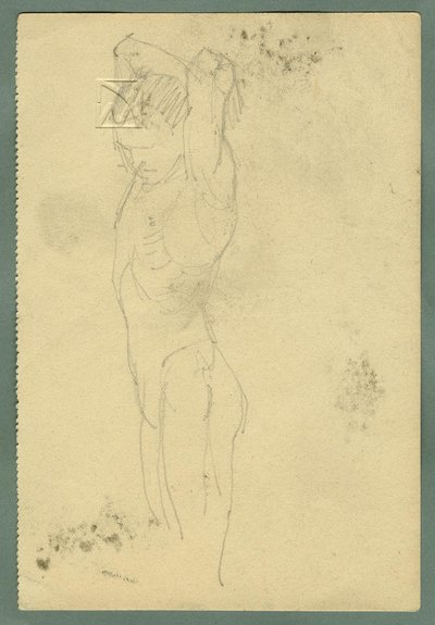 Male Half-Nude, Left Hand on Left Knee by Max Kurzweil