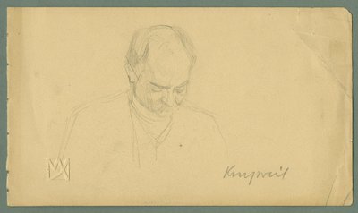 Sketch of a Man with Partial Baldness by Max Kurzweil