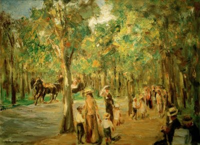 Avenue in the Tiergarten with Walkers and Carriage by Max Liebermann