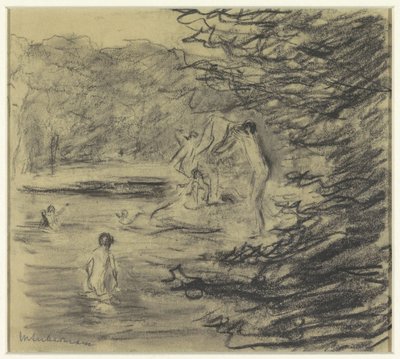 Boys Bathing in a Forest Pond by Max Liebermann