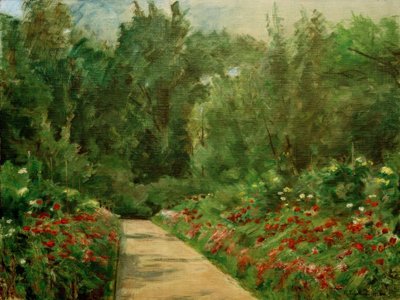 Garden Beds with Path and Flowers by Max Liebermann