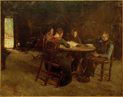 East Frisian Farmers at Table Prayer by Max Liebermann