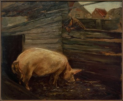 Pigsty with Farmer Boys by Max Liebermann