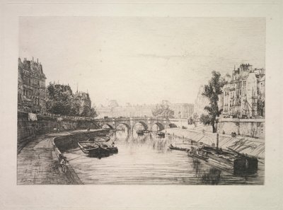 View from St. Michel Bridge, 1865 by Maxime Lalanne
