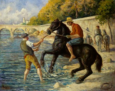 Bathing Horses in the Seine, 1910 by Maximilien Luce