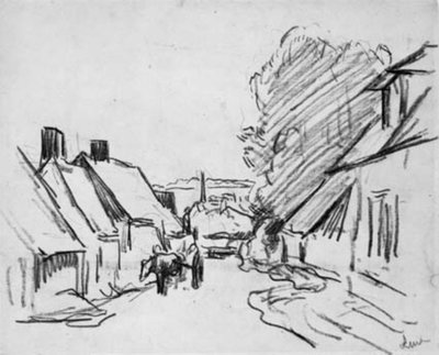 Village Street with Horse Carriage. Éragny-sur-Epte (?) by Maximilien Luce