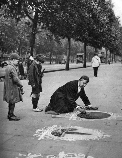 Pavement artist, Embankment, London, 1926-1927 by McLeish