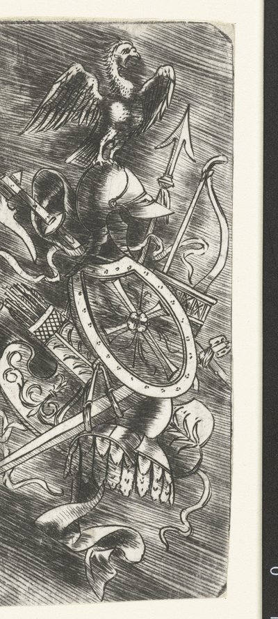 Eagle Atop a Trophy of Arms Including Various Weapons by Meester van 1515